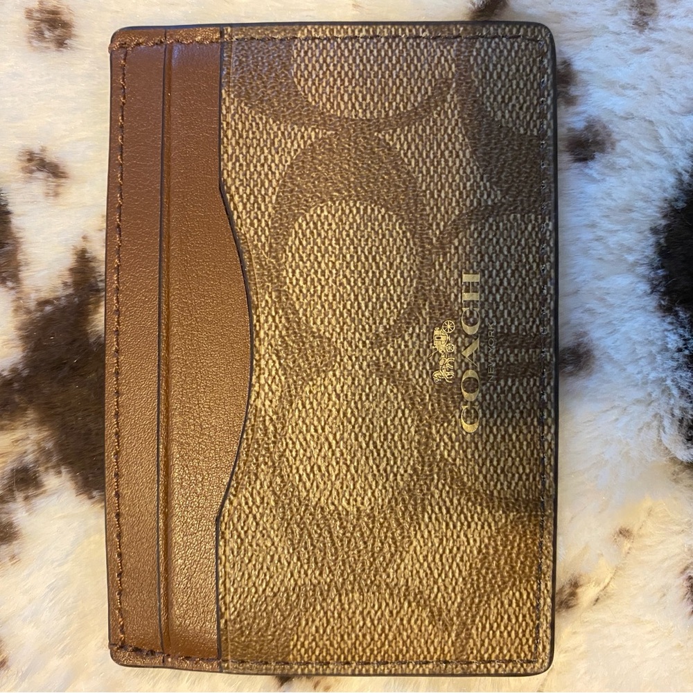 Coach Brown and Tan Key Card Holder